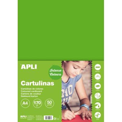 Kreslicí karton APLI A4/170g trávově zelená 50 listů