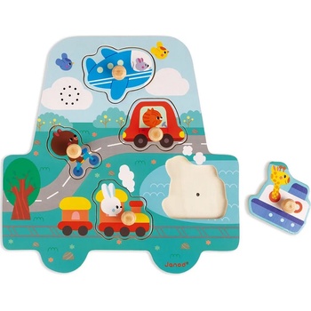 Image 1 of Janod Дървен музикален пъзел Janod - Превозни средства (J07093)