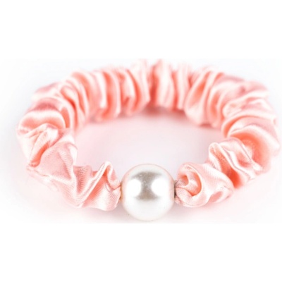 Dívčí gumička do vlasů scrunchie Busy Lizzie - Pearl light pink