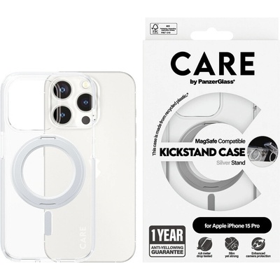 PanzerGlass CARE by PanzerGlass Kickstand Case iPhone 15 Pro 6.1 MagSafe stříbrná/stříbrná 1414