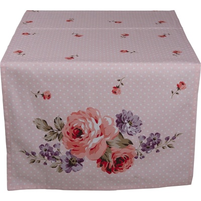 Clayre & Eef Ružový bavlna behúň s ružami Dotty Rose 50x140 cm