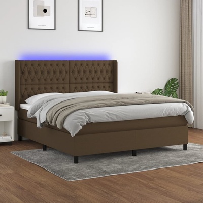 vidaXL 11461.3138576 Boxspring postel s matrací a LED tmavě hnědá textil