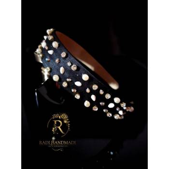 Image 1 of Radi handmade Широка диадема с перли, кристали и камъчета (448)