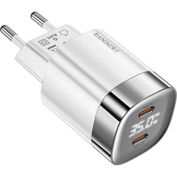Image 1 of Toocki GaN Wall Charger Dual USB-C 35W PD - захранване за ел. мрежа с 2xUSB-C PD изходи с технология за бързо зареждане (бял)