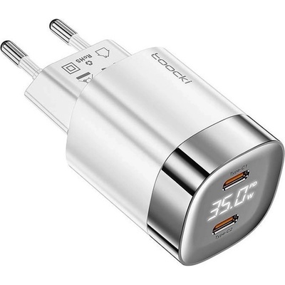 Toocki GaN Wall Charger Dual USB-C 35W PD - захранване за ел. мрежа с 2xUSB-C PD изходи с технология за бързо зареждане (бял)