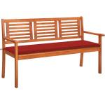 vidaXL 3-местна градинска пейка с възглавница, 150 cм, евкалипт масив (3061002)