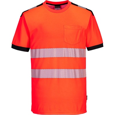 Portwest hi-vis pw3 t181 / Функционална светлоотразителна риза - hv червено/черно s (t181rbks)