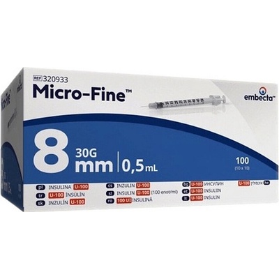 BD Inzulinové stříkačky 0,5 ml x 8 mm U-100 100 ks – Zboží Dáma