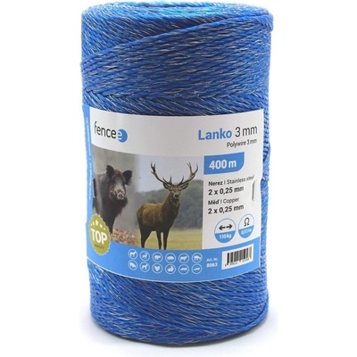 Lanko na elektrický ohradník, priemer 3 mm, modré, dĺžka 400 m
