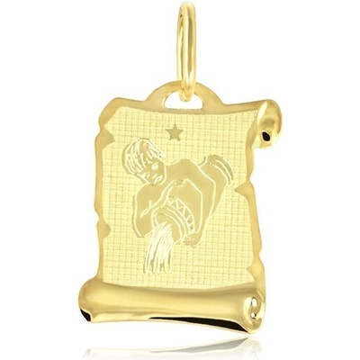 Gemmax Zlatý přívěsek na pergamenu s gravírováním znamení VODNÁŘ GUPYN 58071