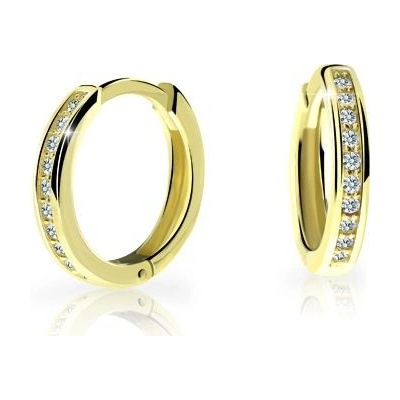 Danfil dětské náušnice kroužky C3343 ze žlutého zlata s kamínky White