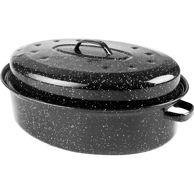 ibili Черна емайлирана стоманена овална тенджера IBILI с капак - 38 x 28 x h15 см (IBILI 914538)