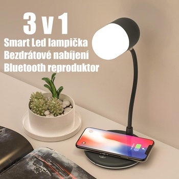 Stolní LED Lampička L4 3v1 Bezdrátové nabíjení a reproduktor Bílá