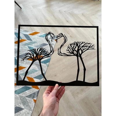 Vsepropejska Strom života plameňáci dekorace na zeď Rozměr (cm): 38 x 28, Dekor: Černá