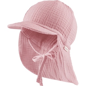 Sterntaler Детска шапка с козирка Sterntaler Kids' Peaked Cap with Neck Flap Muslin, Tie Cap - Samtrosa - размер 47 cm (904-3662-0813)