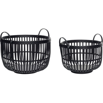 Hübsch Панер Hübsch кръгъл ратан черен 2 бр (30801)