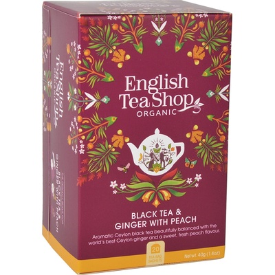 English Tea Shop BIO Čierny čaj so zázvorom a broskyňou 20 sáčků