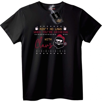 NOONEBRAND Тениска Никакви правила, когато пиеш с Дядо Коледа - 2XL, Black