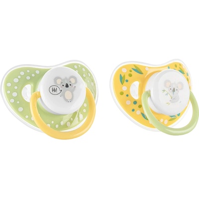 Lorelli Силиконови залъгалки Lorelli Baby Care - С капаче, 6м+, 2 броя, Yellow/Green (10220760003)