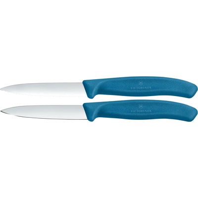 Victorinox 2 ks sada kuchynských nožov na zeleninu SWISS CLASSIC 8 cm modrá 6.7692.2C1