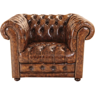 Uniq Chesterfield Kevin kožené hnědé