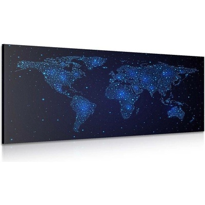 Obraz mapa světa s noční oblohou - 100x50