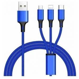 PremiumCord Cable USB PremiumCord USB-A - USB-C + MicroUSB + Lightning 1.2 m Blue (ku31pow01)