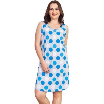 Макси памучна нощница в светлосиво с големи точки