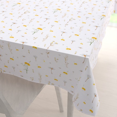 Biante bavlna obdélníkový ubrus Sandra SA-497 Žluté bylinky na bílém 120x160cm