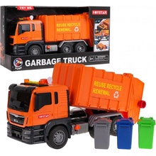 Majlo Toys Popelářské auto pro děti se světly a zvuky Garbage Truck oranžové