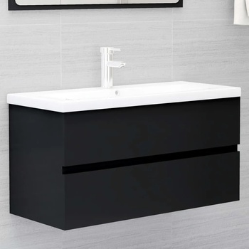 Image 1 of vidaXL Долен шкаф за мивка, черен, 90x38, 5x45 см, инженерно дърво (804756)