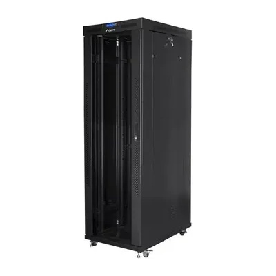 Lanberg Комуникационен шкаф, Lanberg rack cabinet 19" free-standing 42U/800x1000 (flat pack) with glass door lcd black v2 (FF01-8042-12BL)