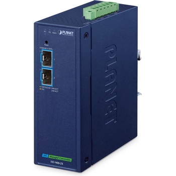 PLANET IXT-900-2X IP40 Industrial 2-Port 10G/1GBASE-X SFP+ Managed Media Converter(-40 to 75 C, dual redundant power input on 9~48V DC/24V AC terminal block, IPv4/IPv6 Dual stack management, supports (IXT-900-2X)