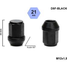 Kolová matice M12x1,5 kužel, černá, klíč 21, D8F-BLACK výška 33mm