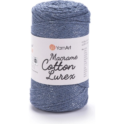 Yarn Art Macrame Cotton Lurex 730 jeans se stříbrnou nitkou