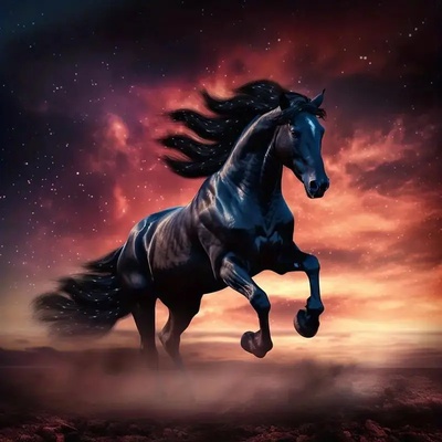 Norimpex - Puzzle Diamant painting: Wild black stallion 30x40 cm - 1 - 39 piese