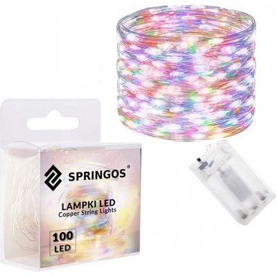 SPRINGOS LED reťaz Nano 10 m 100 LED 3x AA multicolor