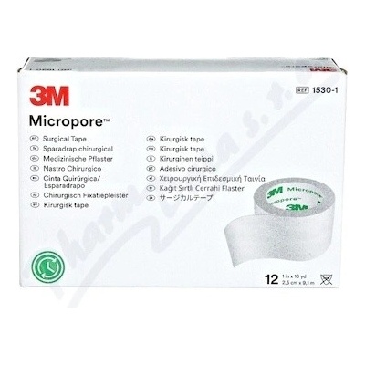 Micropore papír.náplast bílá 2,5 cm x 9,1 m 12 ks