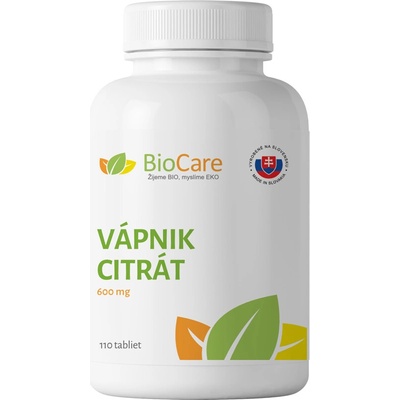 BioCare Vápnik citrát 600mg 2× 110 tabliet