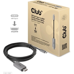 Club 3D Кабел Club 3D - CAC-1587 (USB-C Gen 2 към HDMI, 4K120HZ 8K60HZ, HDR10+, DSC1.2, 3 м, активен) (CAC-1587)
