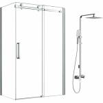 Fluminia Комплект душ кабина Mediterraneo Paloma хром 100x80 см и душ колона OMNIRES Parma хром (paloma10080+PM7444CR)