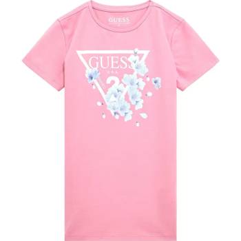 Image 1 of GUESS Розова тениска с къс ръкав с цветя и бяло лого Guess