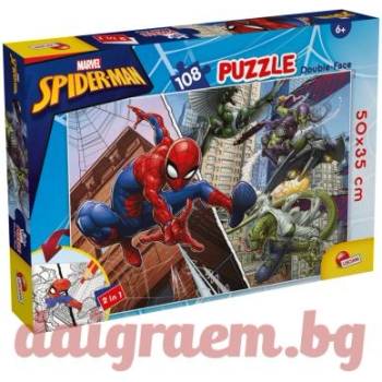 Lisciani Пъзел LISCIANI 99702 - 108 части - Спайдърмен, Spiderman, двулицев пъзел (LI99702)