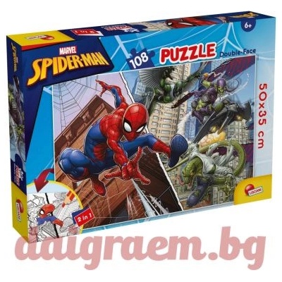 Lisciani Пъзел LISCIANI 99702 - 108 части - Спайдърмен, Spiderman, двулицев пъзел (LI99702)