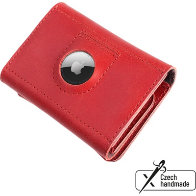 Kožená peněženka FIXED Tripple Wallet for AirTag z pravé hovězí kůže červená FIXWAT-TR2-RD