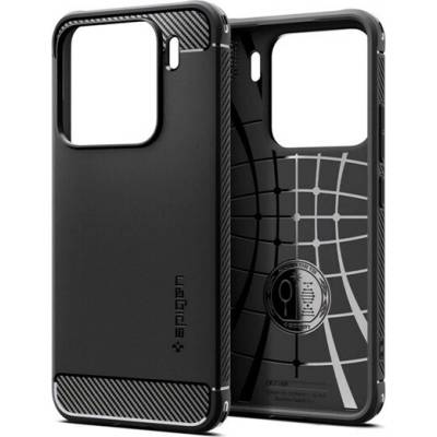 Spigen Rugged Armor silikónové puzdro na telefón pre Xiaomi 15, odolné proti nárazom, karbónový vzor, čierne ACS08859