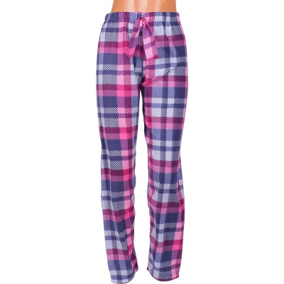 Поларен панталон-пижама в розово и синьо с кариран десен