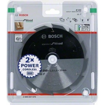 Bosch Pilový kotouč Standard for Wood pro akumulátorové pily 160 × 1,5/1 × 20 T12 2608837675