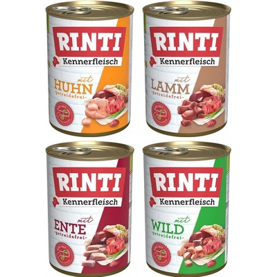 Rinti Kennerfleisch Mix jehněčího kuřecího kachního masa a zvěřiny 24 x 400 g