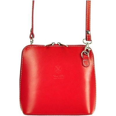 Kožená malá dámska crossbody kabelka červená